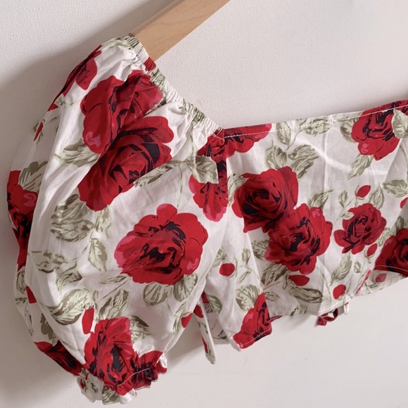 Missguided Floral Balloon sleeve crop Top, Size 0 - Picture 6 of 8